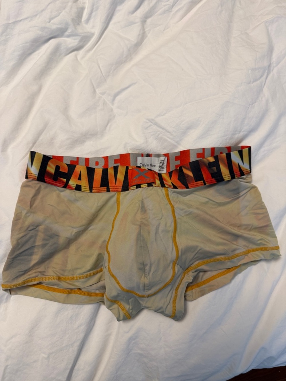Calvin Klein Beige/yellow/orange Boxer trunks with Multicolor Branded Waistband